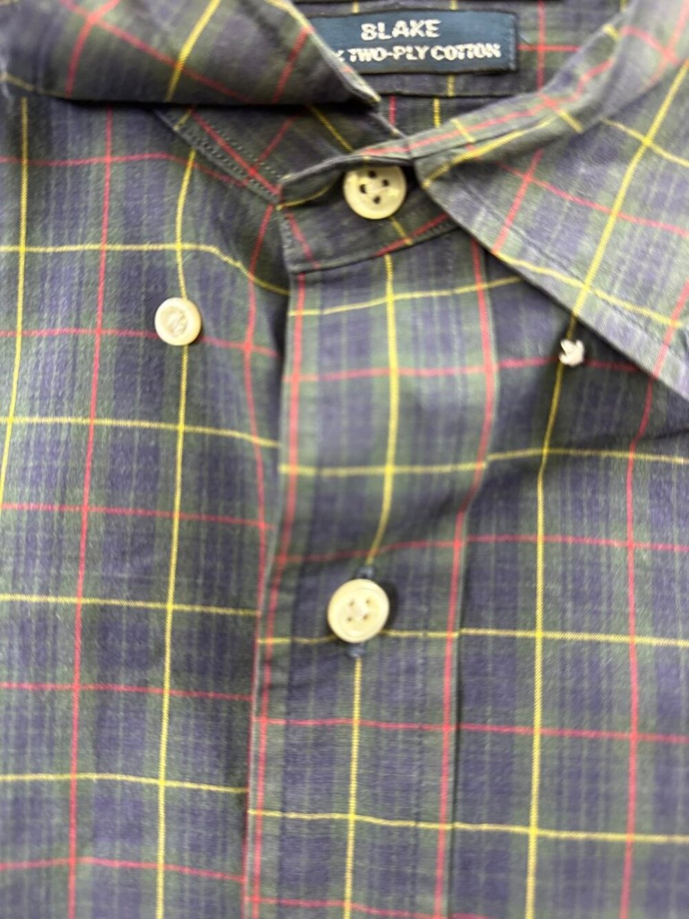 Ralph Lauren Blake Men's XL Plaid Button Front Shirt Blue Green 100% Cotton - Picture 9 of 9